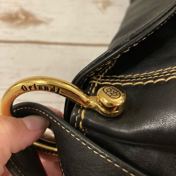 Marino Orlandi Black Leather Satchel Shoulder Bag